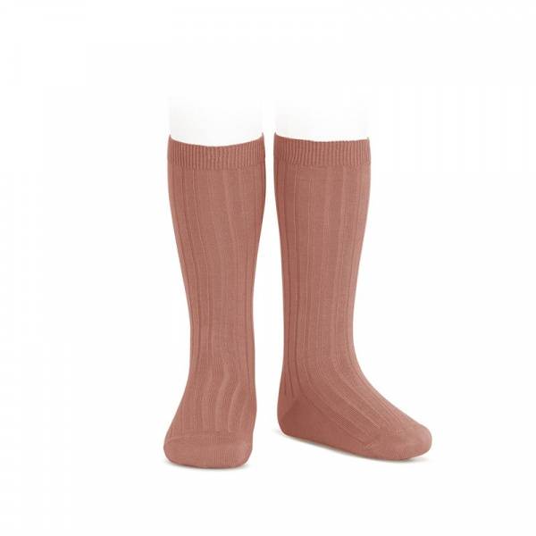Condor knestrømper rib terracotta