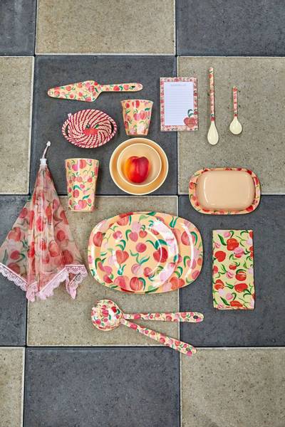 Rice, rektangul&aelig;r tallerken peach