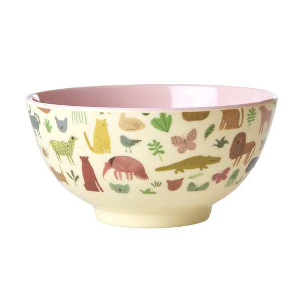 Rice, medium bolle i melamin, sweet jungle print pink